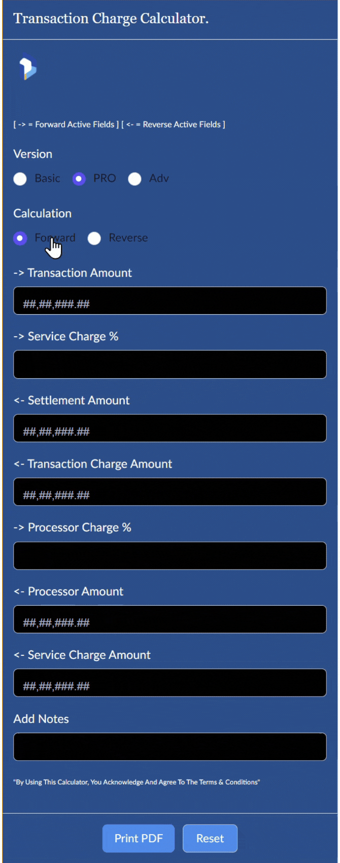 Transaction Charge Calculator